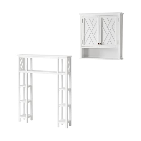 Alaterre Furniture Coventry Over Toilet Open Shelving Unit with Side Shelves, Wall Mounted Cabinet with Open Shelf ANCT745WH